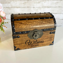 Personalized Wedding Treasure Chest with Card Slot with Antique Mini Lock and Keys