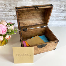 Personalized Wedding Treasure Chest with Card Slot with Antique Mini Lock and Keys