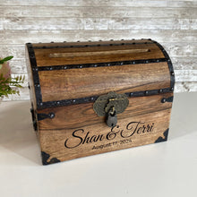 Personalized Wedding Treasure Chest with Card Slot with Antique Mini Lock and Keys