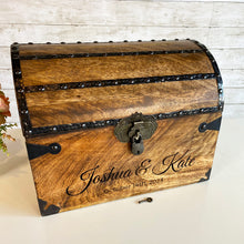 Personalized Wedding Treasure Chest with Card Slot with Antique Mini Lock and Keys