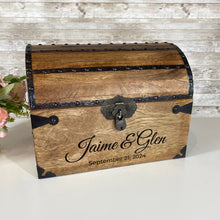 Personalized Wedding Treasure Chest with Card Slot with Antique Mini Lock and Keys