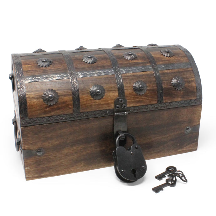 Pirate Treasure Chest with Lock and Skeleton Key - Medium