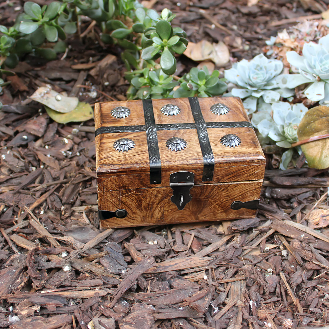 Nautical Cove Wooden Treasure Chest Keepsake Box (Small)